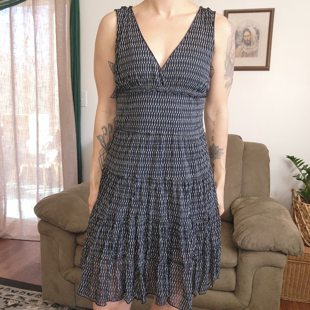 StudioM Sleeveless Tiered Print Mine Dress Size Large